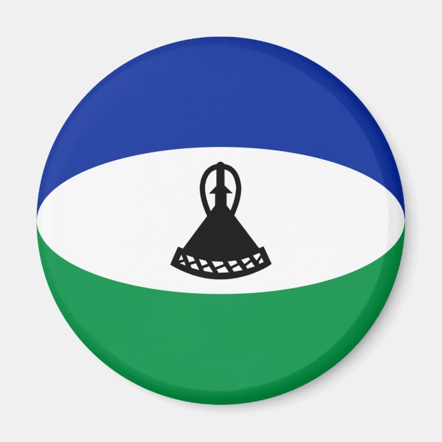 Lesotho Fisheye Flagga Magnet (Framsidan)