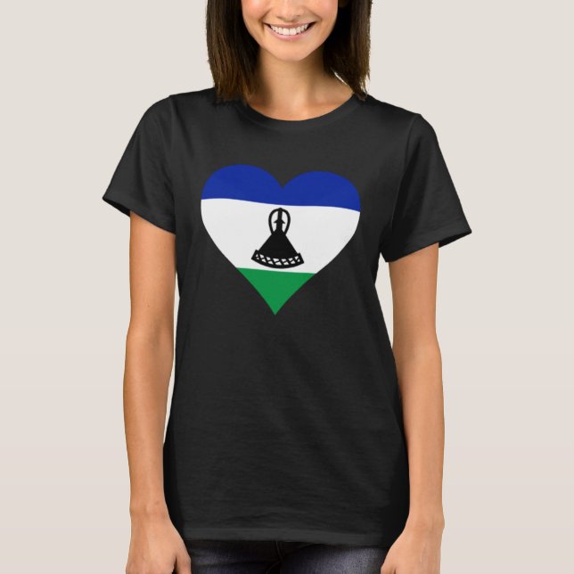 Lesotho Flag Heart Lesotho  Love Lesotho T Shirt (Framsida)