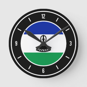 Lesotho Flagga Elegant Rund Klocka
