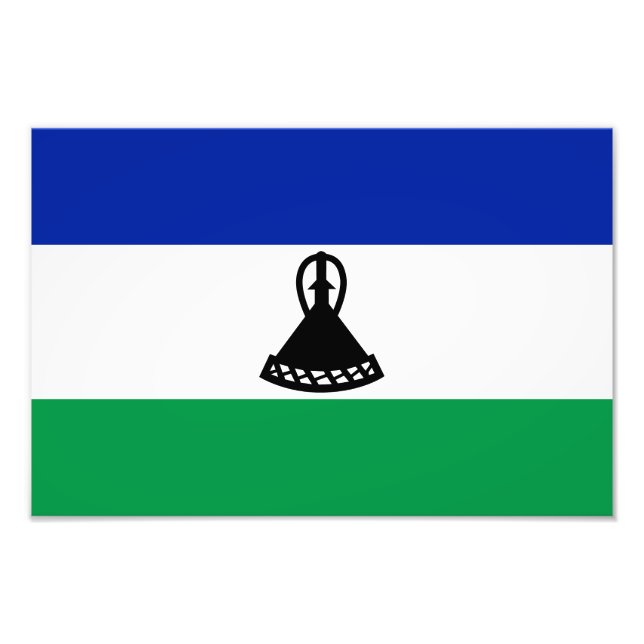Lesotho Flagga Fototryck (Framsidan)