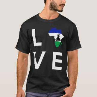 Lesotho Flagga Kärlek Afrika Continent Silhouette  T Shirt