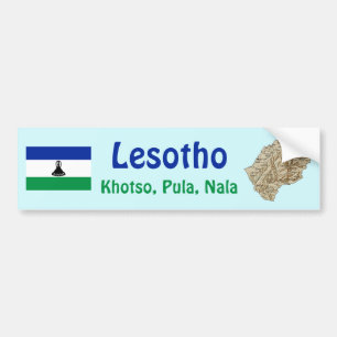 Lesotho Flagga + Kart Dekal
