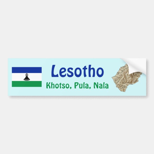 Lesotho Flagga + Kart Dekal (Framsidan)