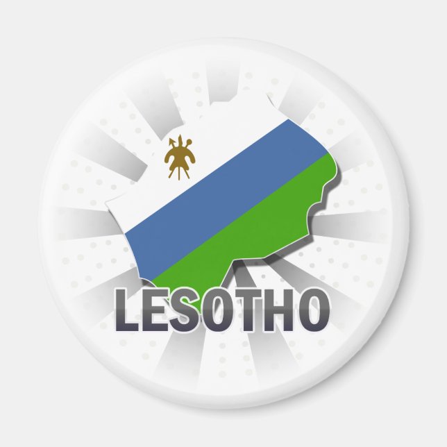 Lesotho Flagga Karta 2.0 Magnet (Framsidan)