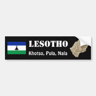 Lesotho Flagga + Karta Bumper Sticker Bildekal