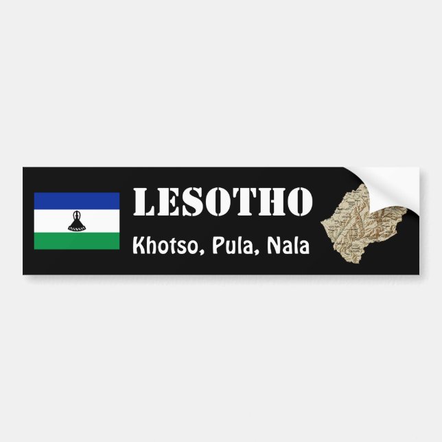 Lesotho Flagga + Karta Bumper Sticker Bildekal (Framsidan)