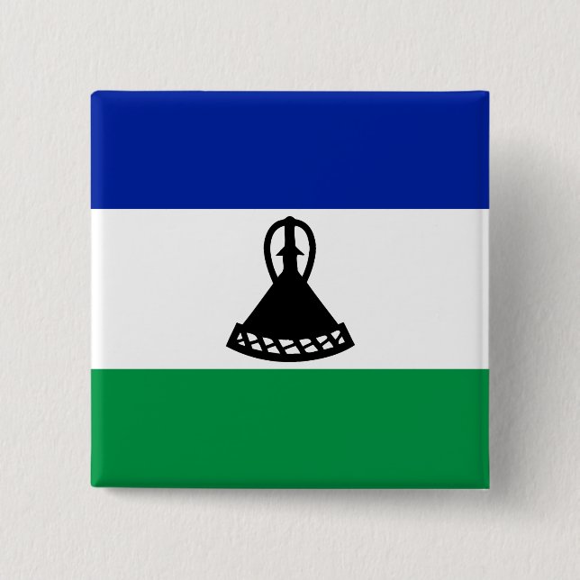 Lesotho Flagga Knapp (Framsida)