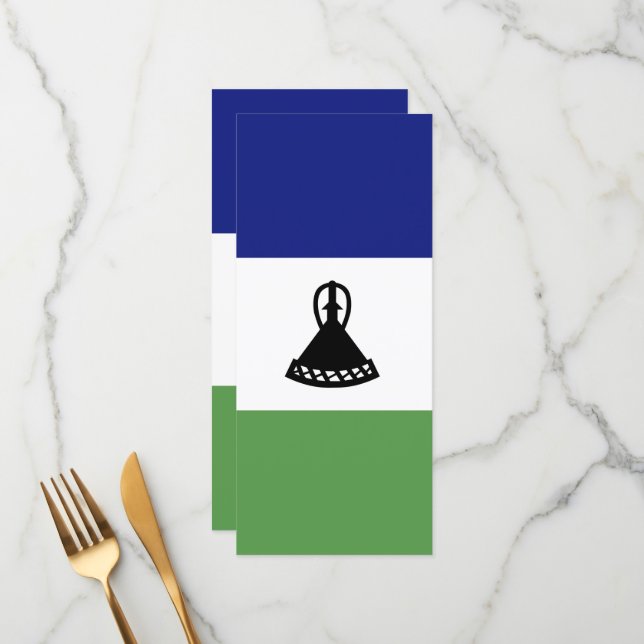 Lesotho flagga meny (Fram/Back In Situ)