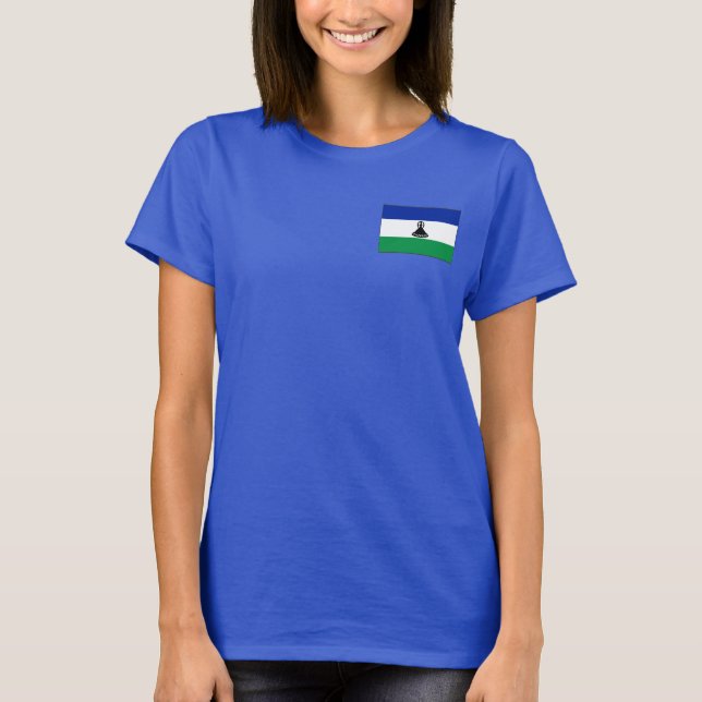 Lesotho Flagga och Karta dk T-Shirt (Framsida)