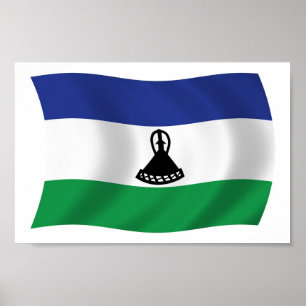 Lesotho Flagga Poster Skriv ut