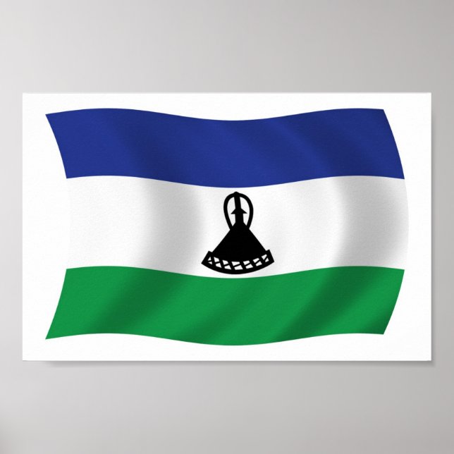 Lesotho Flagga Poster Skriv ut (Framsidan)