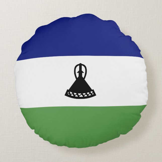 Lesotho flagga rund kudde (Baksidan)