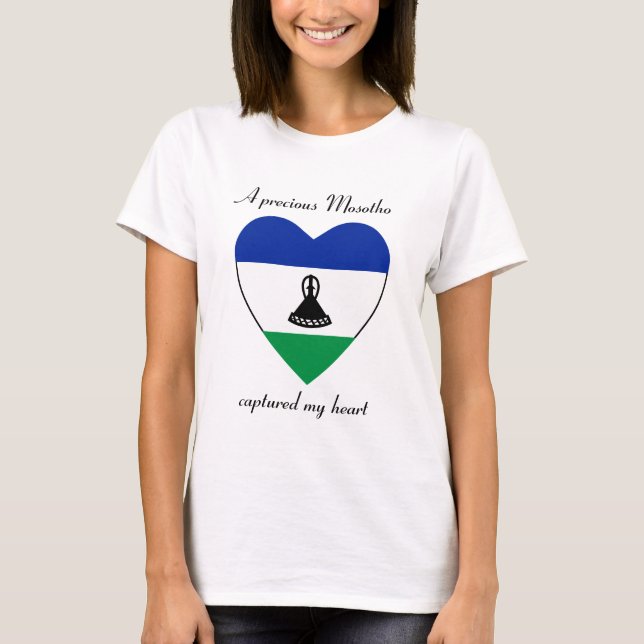 Lesotho Flagga Söta T-Shirt (Framsida)