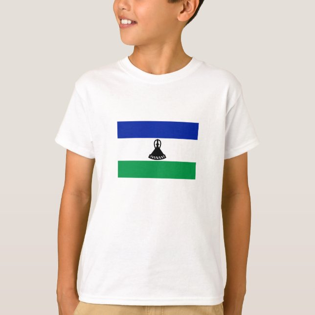 Lesotho Flagga T Shirt (Framsida)