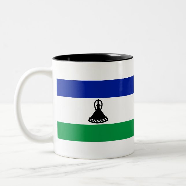 Lesotho Flagga Två-Tonad Mugg (Vänster)