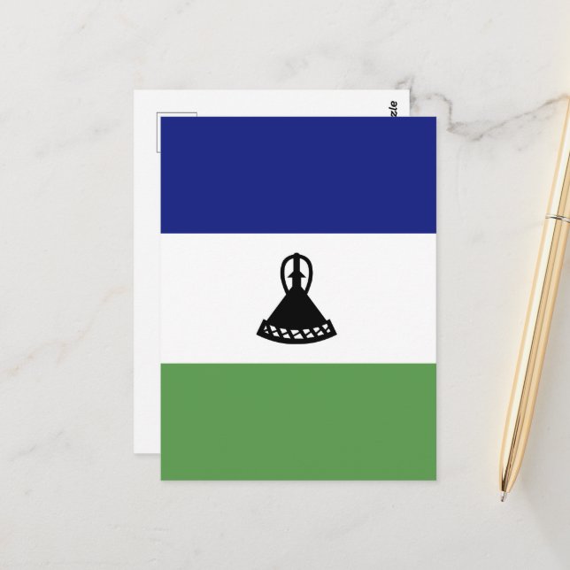 Lesotho flagga vykort (Fram/Back In Situ)
