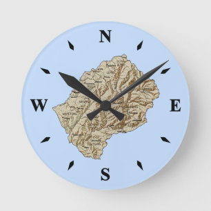 Lesotho Karta Clock Rund Klocka