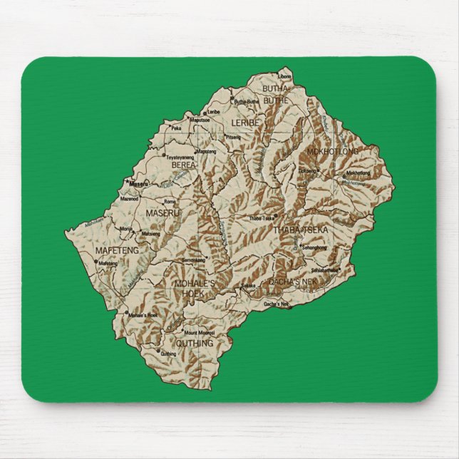 Lesotho Karta Mousepad Musmatta (Framsidan)