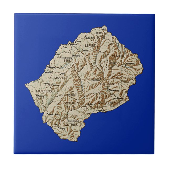 Lesotho Karta Tile Kakelplatta (Framsidan)