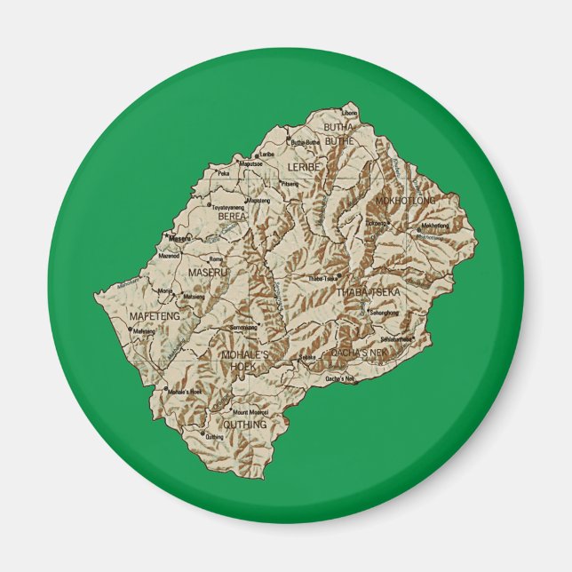 Lesotho Kartmagnet Magnet (Framsidan)