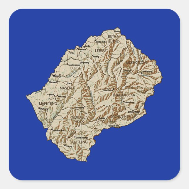 Lesotho Kartongemärke Fyrkantigt Klistermärke (Framsida)