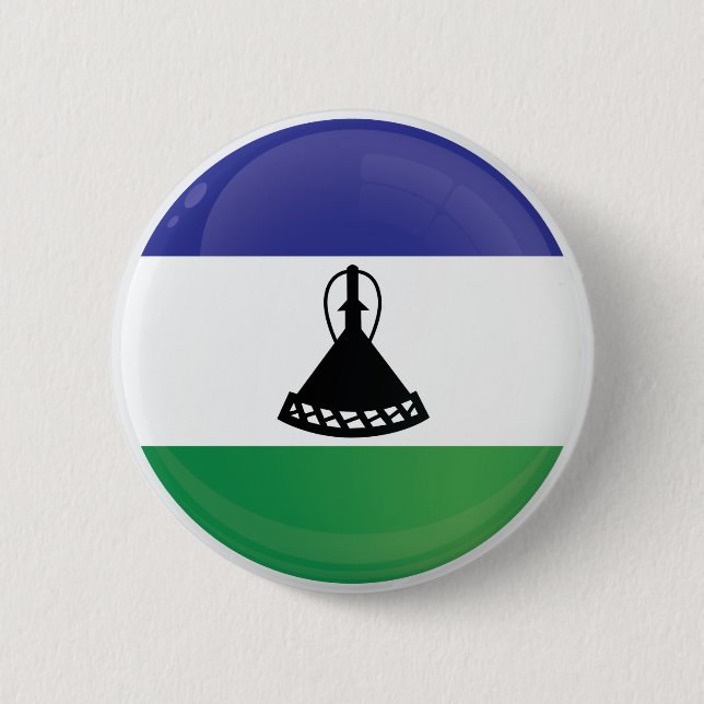 Lesotho Round Icon Flagga Knapp (Framsida)