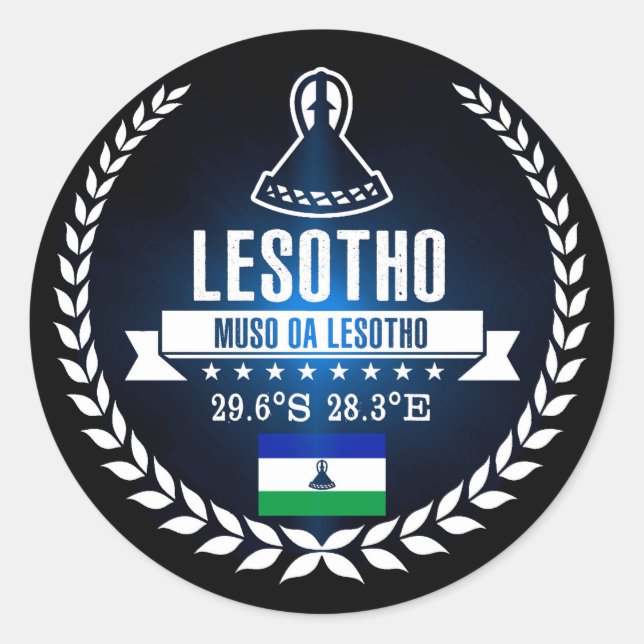 Lesotho Runt Klistermärke (Framsida)