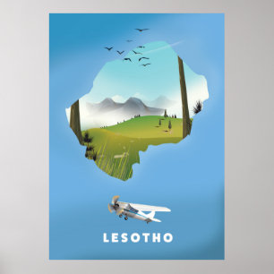Lesotho South Afrika Ski poster