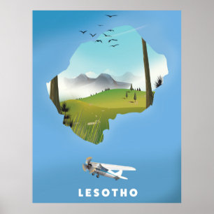 Lesotho South Afrika Ski poster