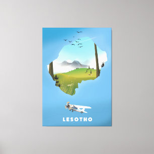 Lesotho South Afrika Ski poster Canvastryck