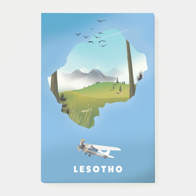 Lesotho South Afrika Ski poster Post-it Block (Framsida)