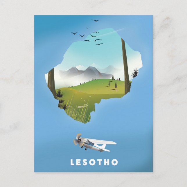 Lesotho South Afrika Ski poster Vykort (Framsida)