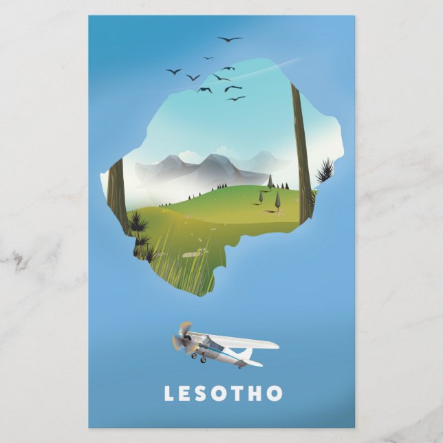Lesotho Sydafrika skidposter Brevpapper (Framsida)