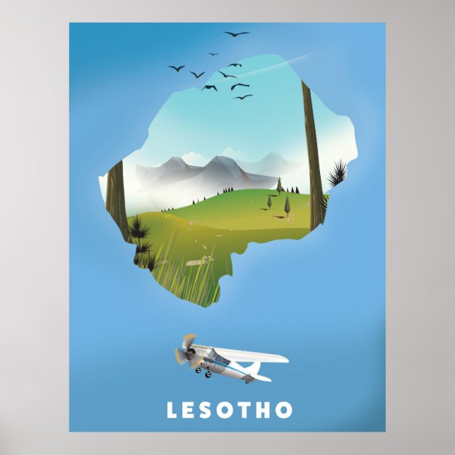 Lesotho Sydafrika skidposter Poster (Framsidan)
