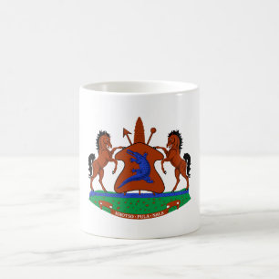 Lesotho vapen armar flagga land symbol heraldik em kaffemugg