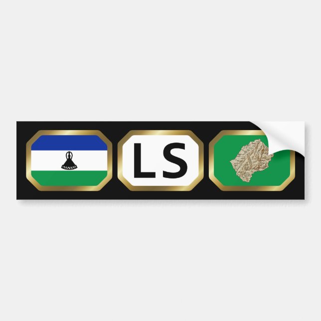 Lesothos flagga kartkod Bildäckslapp Bildekal (Framsidan)