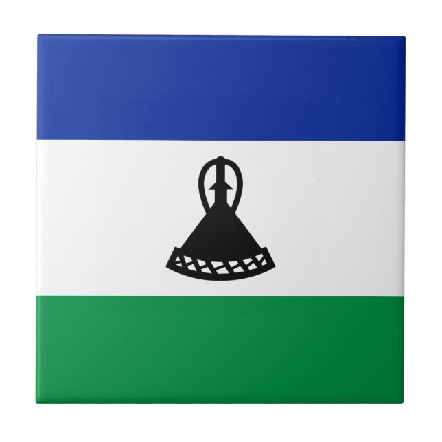 Lesothos flagga keramisk platta kakelplatta (Framsidan)
