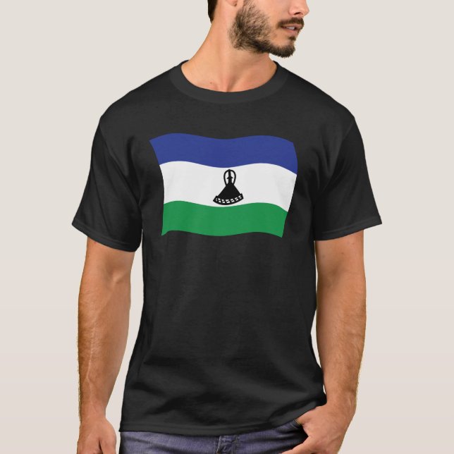Lesothos flagga skjorta t shirt (Framsida)