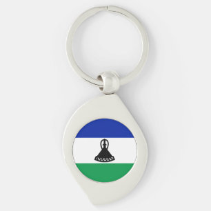Lesothos flagga swirl silverfärgad nyckelring
