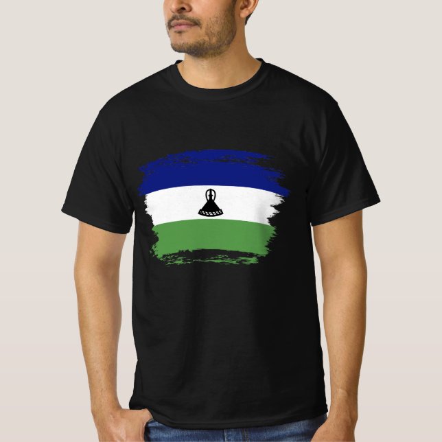 Lesothos flagga t shirt (Framsida)
