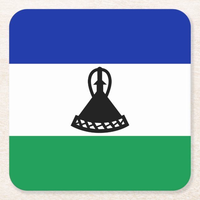Lesothos flagga underlägg papper kvadrat (Framsidan)