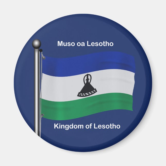 Lesothos Wave-Flagga Magnet (Framsidan)