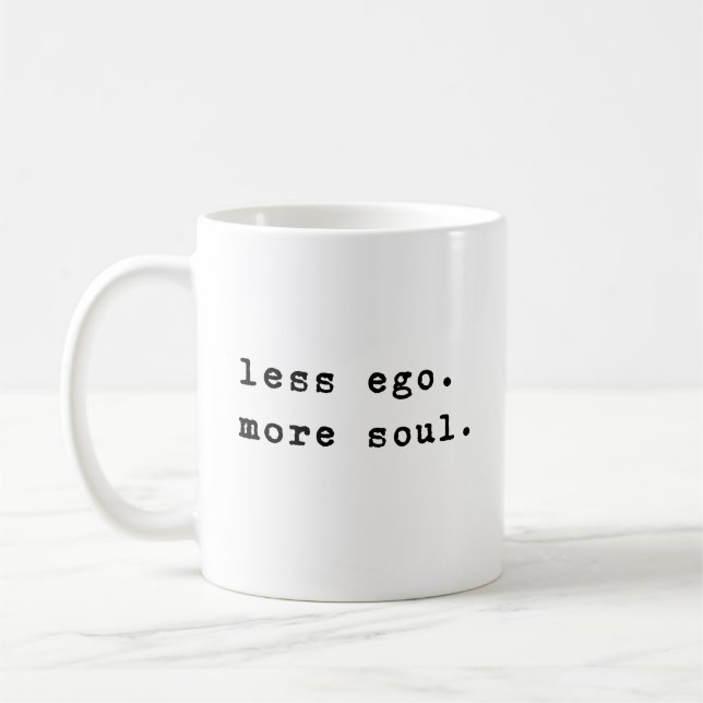 Less Ego | Minimalistcitat för inspiration Kaffemugg (Vänster)