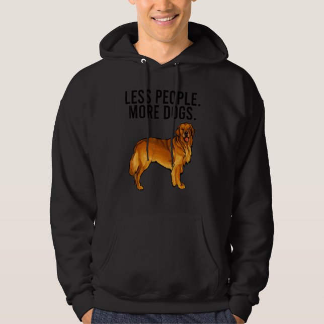 Less People More Dogs Golden Retriever Introvert Hoodie (Framsida)