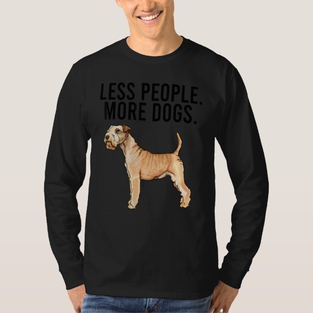 Less People More Dogs Lakeland Terrier Introvert T Shirt (Framsida)