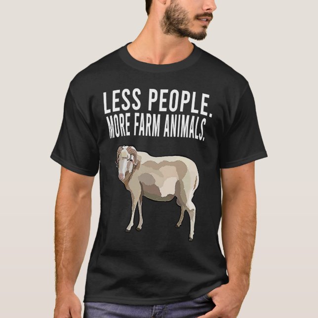 Less People More Farm Animals Ram  Introvert T Shirt (Framsida)
