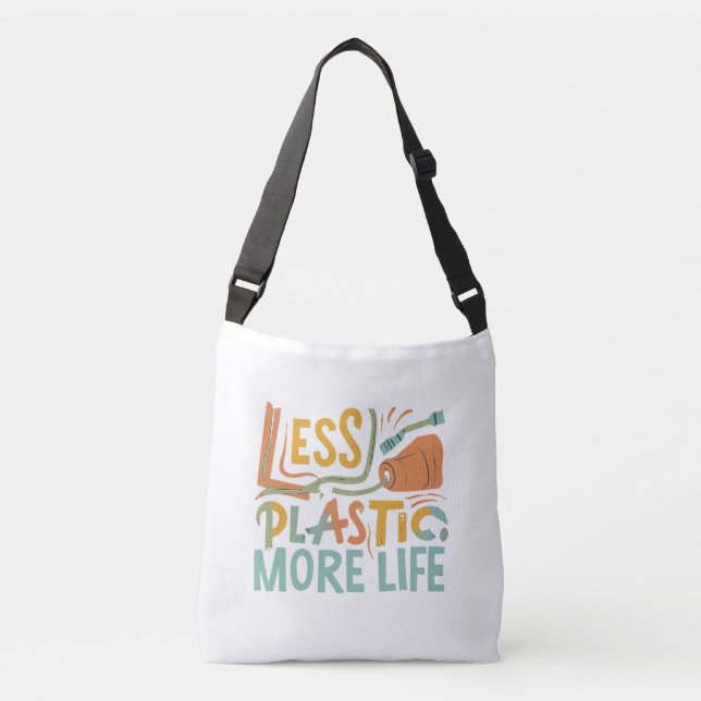 Less Plastic More Life – Eco Friendly Tote Bag Axelväska (Framsida)