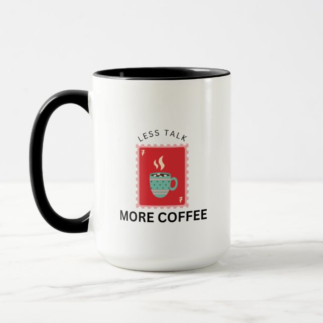 Less Talk More Coffee Stamp Illustration Mugg (Vänster)
