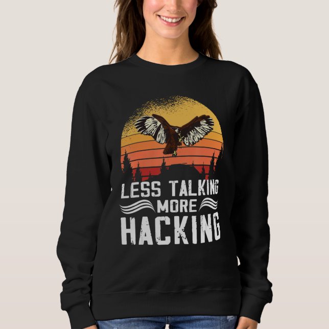 Less Talking more Hacking Sunset Falconer Falconry T Shirt (Framsida)