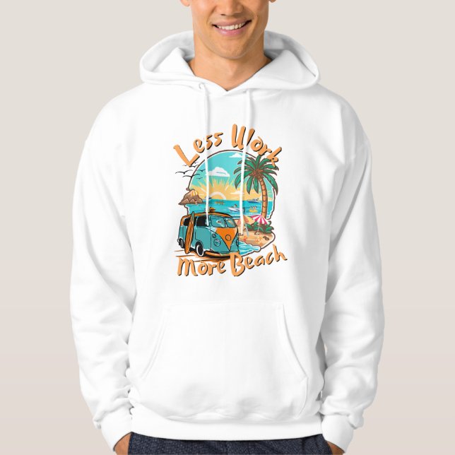 Less Work More Beach for Summer Vacation Hoodie (Framsida)